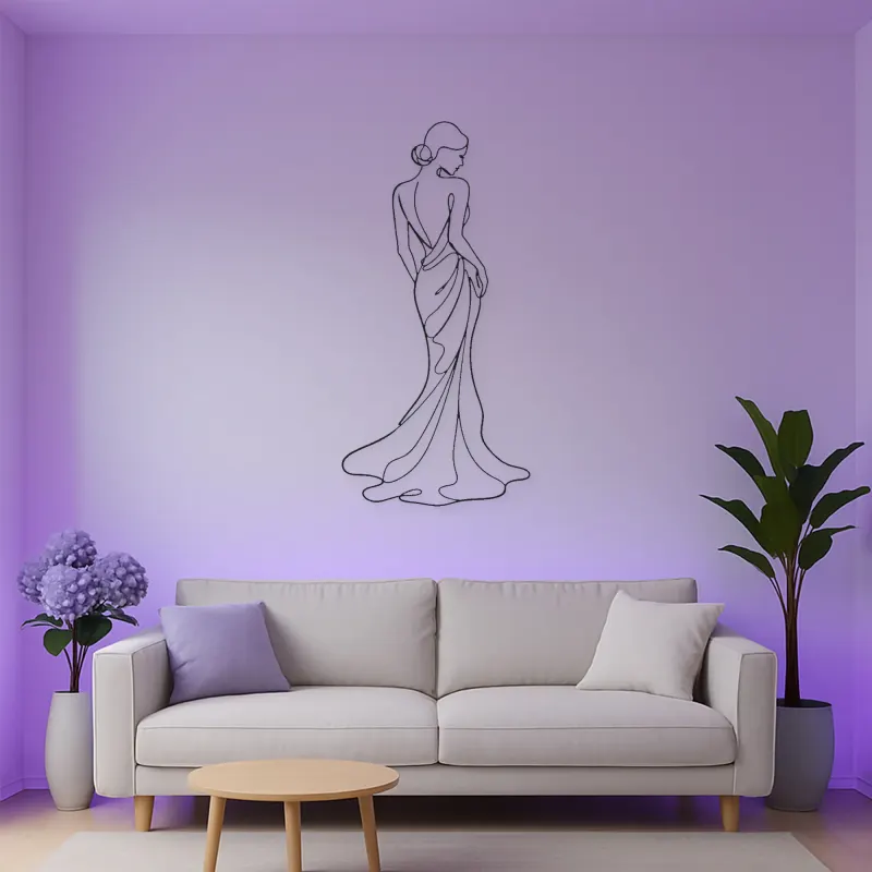 Flowing Skirt Profile Metal Wall Art | Fashion Figure Wall Decor