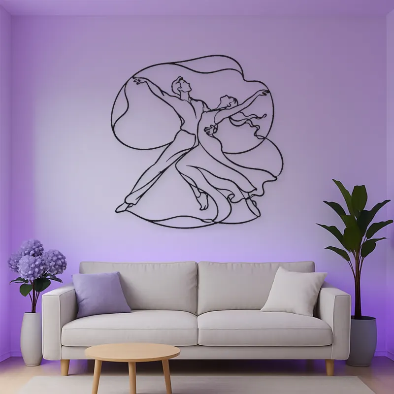 Contemporary Duet Curve Metal Wall Art | Couple Dance Wall Decor