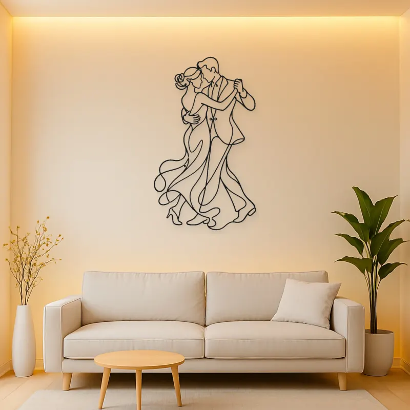 Dancing Close Embrace Metal Wall Art | Romantic Couple Decor
