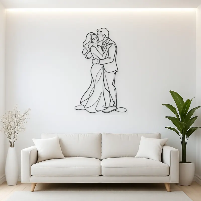Cheek Kiss Lovers Metal Wall Art | Romantic Couple Decor