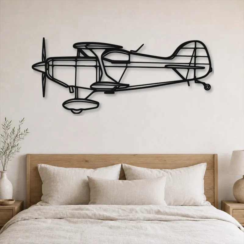 Silhouette en métal d'avion Pitts S-1T, Décoration murale en métal, Décor aéronautique, Cadeau pour aviateur