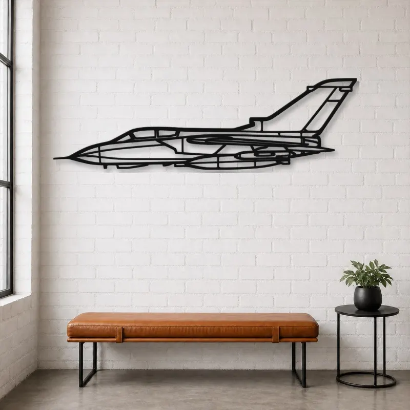 Silhouette d'avion Tornado en métal, Décoration murale en métal, Décor aéronautique, Décor d'aviation