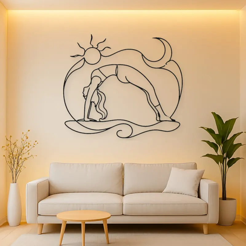 Garland Pose Grounded Metal Wall Art | Yoga and Meditation Wall Decor