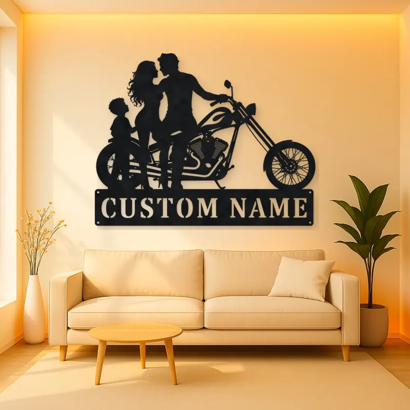 Personalized Chopper Family of Three Metal Wall Art