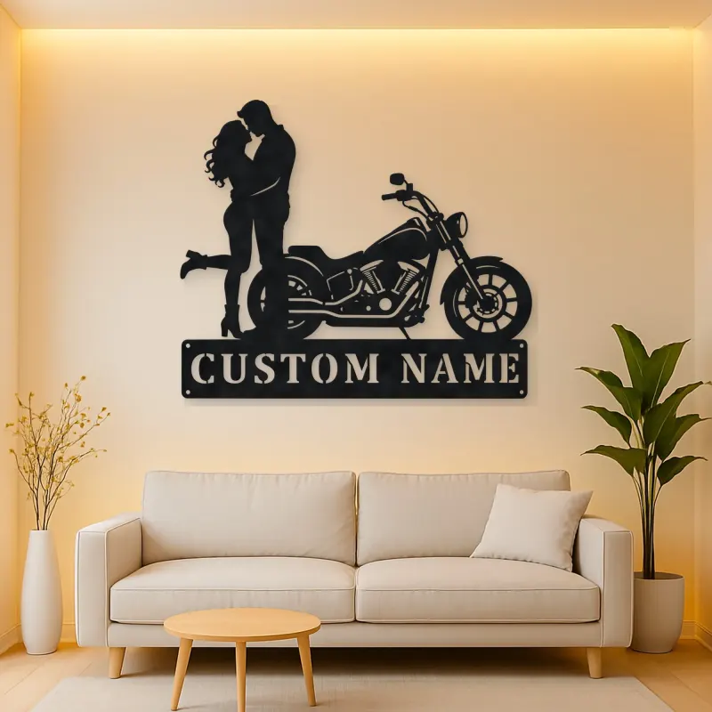Personalized Cruiser Couple Metal Wall Art with Lifted Heel