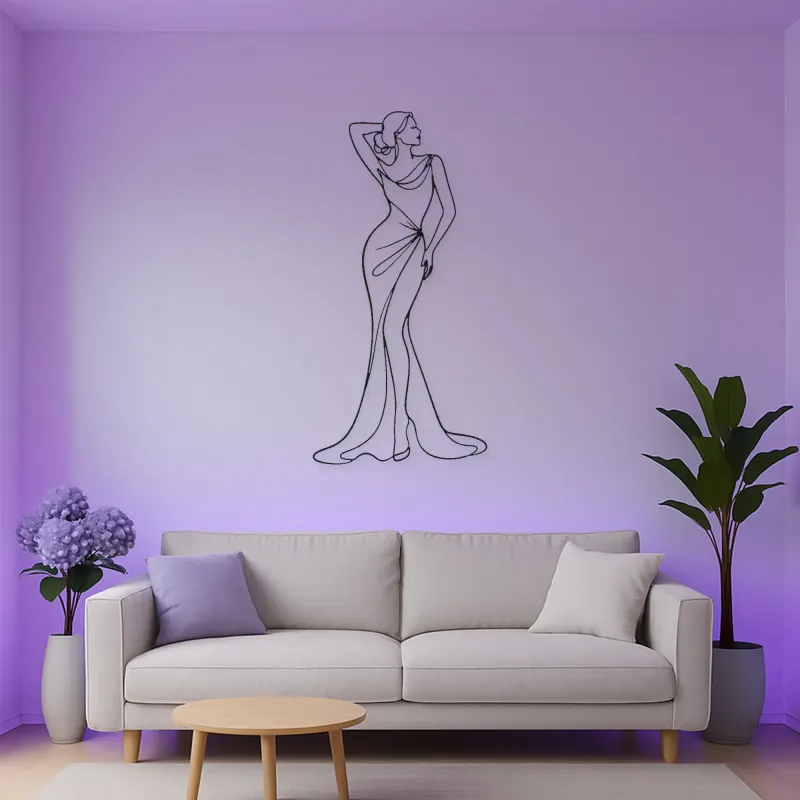 Raised Arm Draped Gown Pose Metal Wall Art | Fashion Figure Wall Decor
