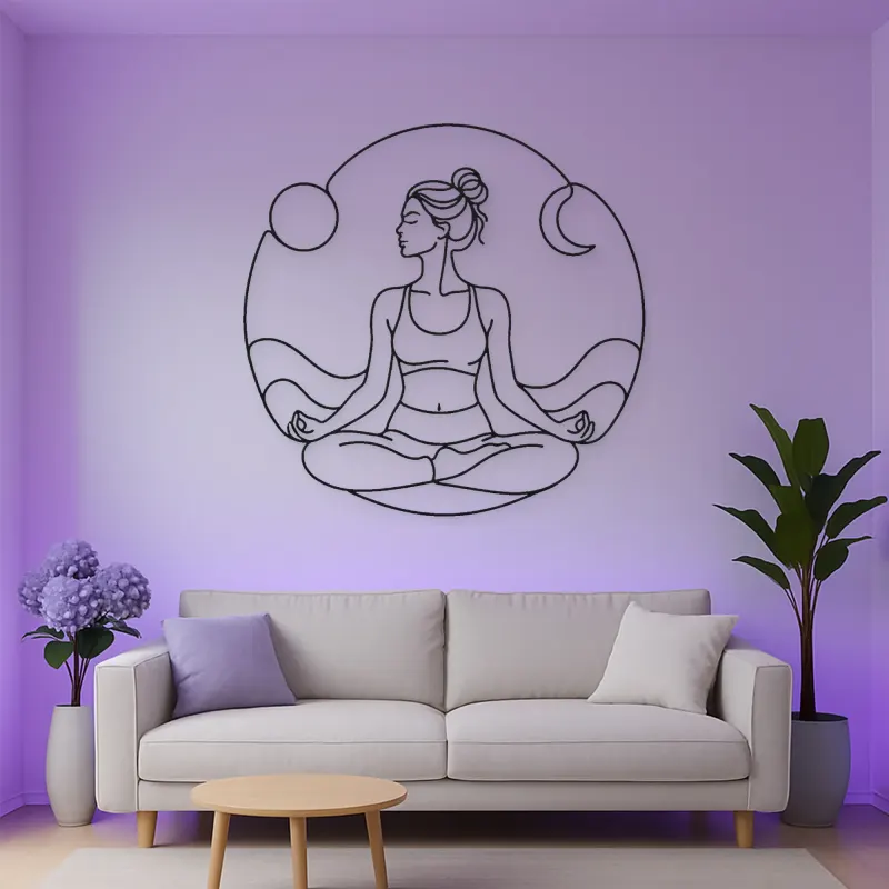 Lotus Pose Meditation Metal Wall Art | Yoga and Meditation Wall Decor