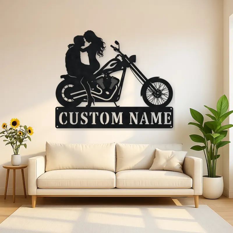 Personalized Chopper Couple Metal Wall Art