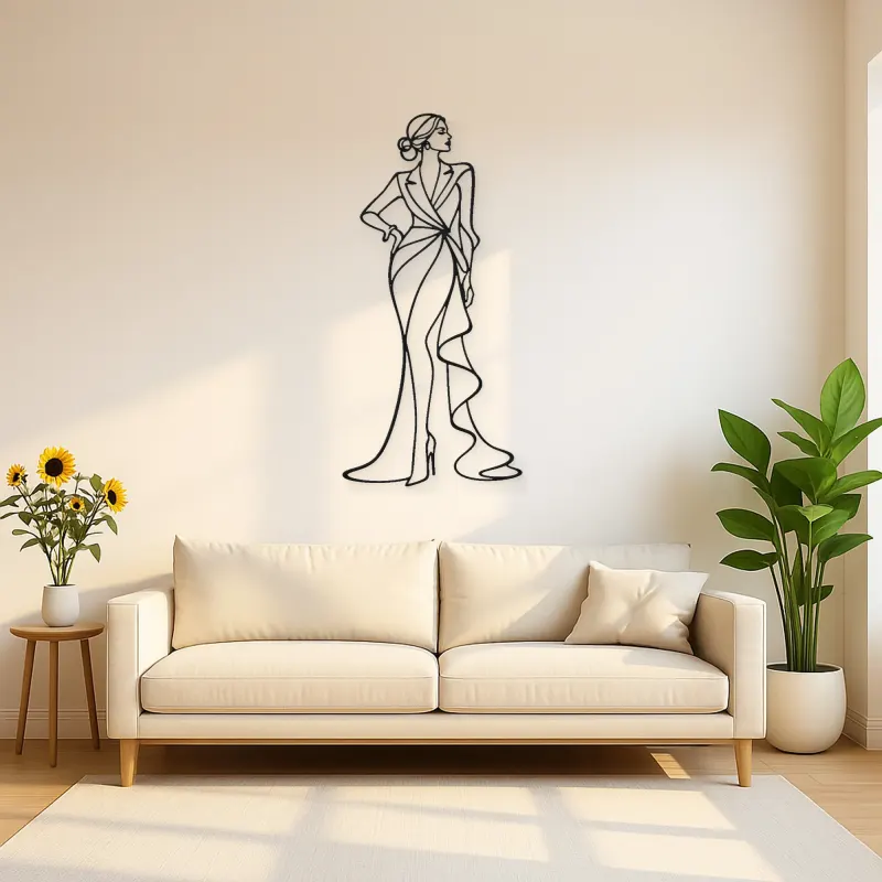Designer Gown Profile Metal Wall Art | Fashion Figure Wall Decor