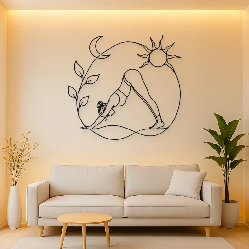 Downward Dog Line Metal Wall Art | Yoga and Meditation Wall Decor
