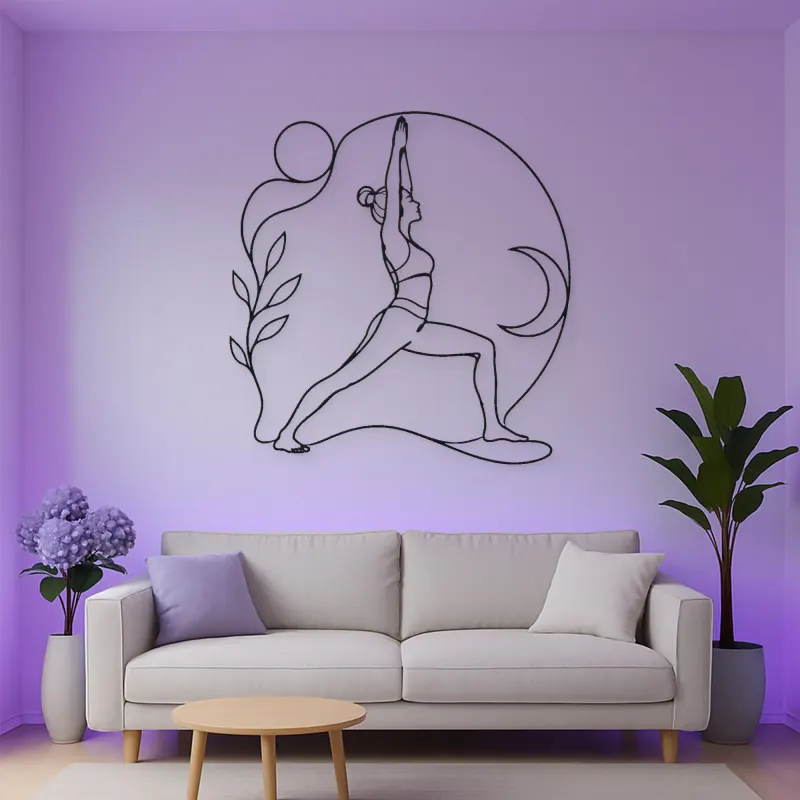 Warrior One Strength Metal Wall Art | Yoga and Meditation Wall Decor