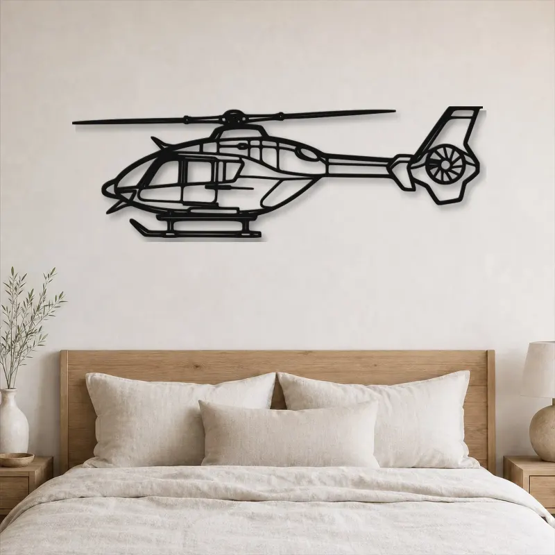Silhouette en métal d'hélicoptère EC135T2, décoration intérieure, cadeau d'anniversaire, silhouette d'aéronef