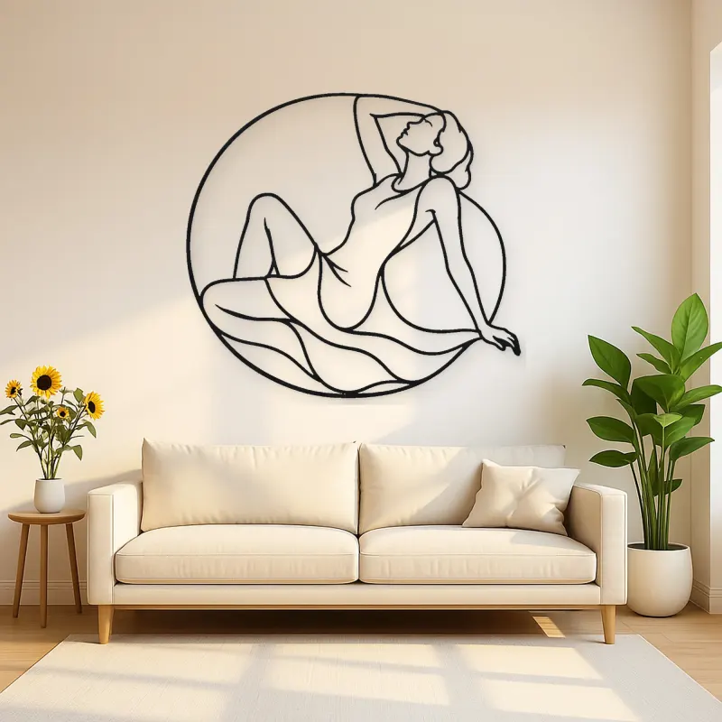 Reclining Curve Muse Metal Wall Art | Feminine Figure Wall Decor