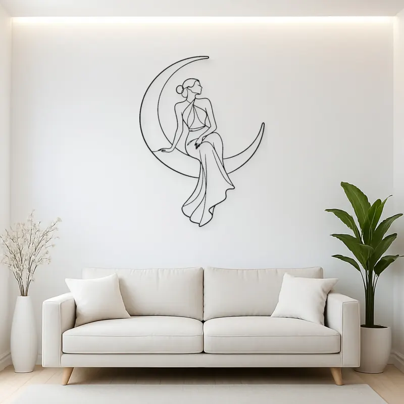 Moon Curve Model Metal Wall Art | Celestial Woman Wall Decor