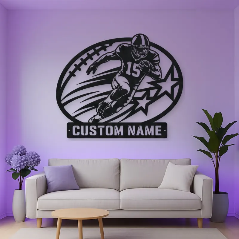 Personalized Number 15 Running Back Stars Metal Wall Art