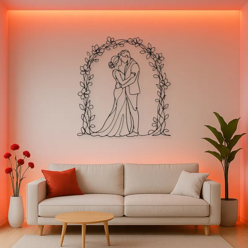Flower Arch Pair Metal Wall Art | Romantic Couple Decor