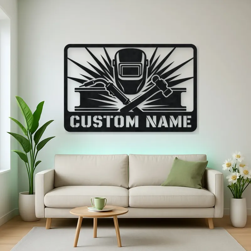 Personalized Welder Metal Wall Art with Torch and Hammer