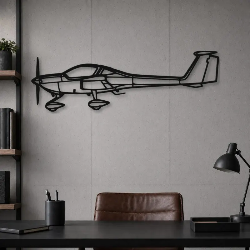 Silhouette d'avion DA20 en métal, Décoration murale aéronautique