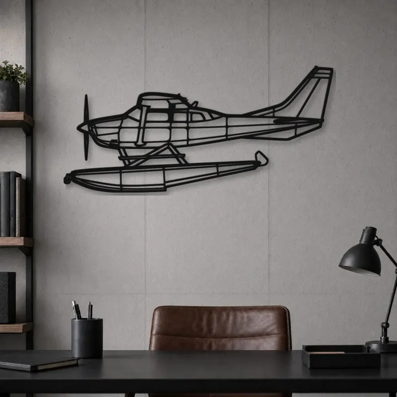 Silhouette d'avion en métal 206 Turbo Stationair, Décoration murale en métal, Décor aéronautique, Décorateur aviateur