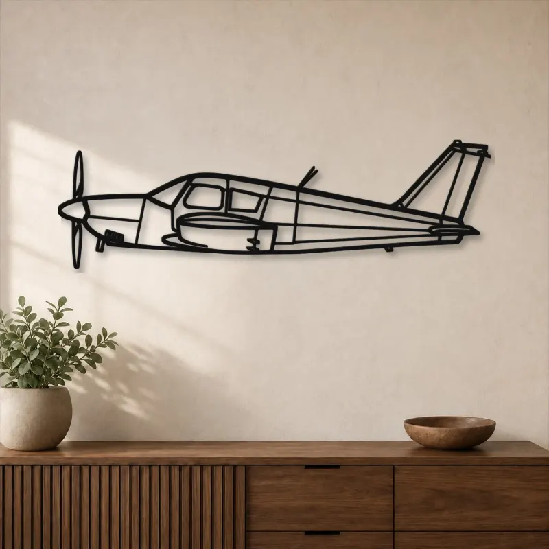 Silhouette d'avion PA-28 Cherokee en métal, Décoration murale en métal, Décor aéronautique, Décor d'aviation