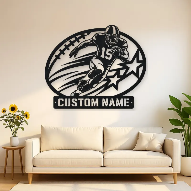 Personalized Number 15 Running Back Stars Metal Wall Art