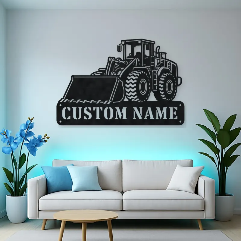 Personalized Large Wheel Loader Front Bucket Metal Wall Art