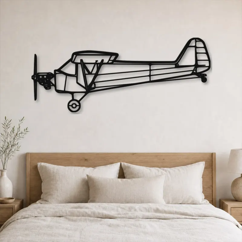 Silhouette en métal d'avion Piper J-3 Cub, Décoration murale en métal, Décor aéronautique, Cadeau pour aviateur