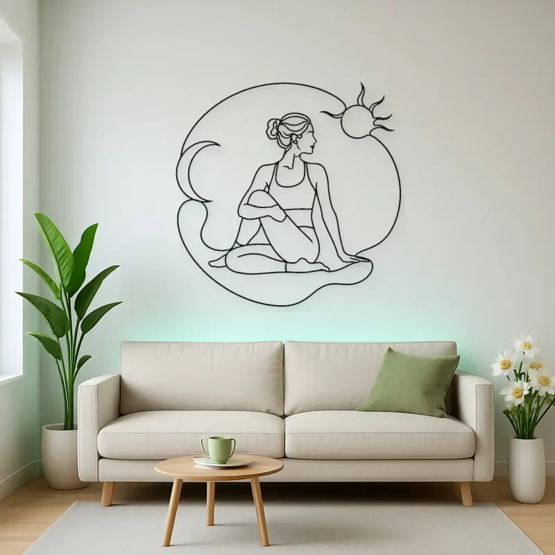 Twisted Chair Flow Metal Wall Art | Yoga and Meditation Wall Decor