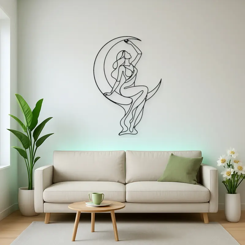 Moon Arc Muse Metal Wall Art | Celestial Woman Wall Decor