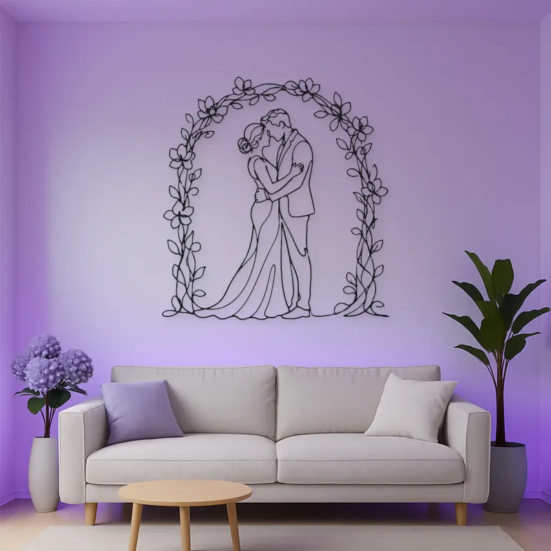 Flower Arch Pair Metal Wall Art | Romantic Couple Decor