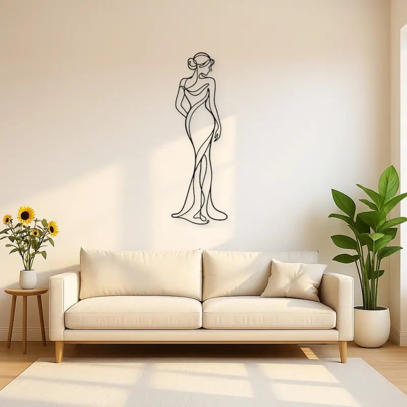 Standing Contrapposto Metal Wall Art | Feminine Figure Wall Decor