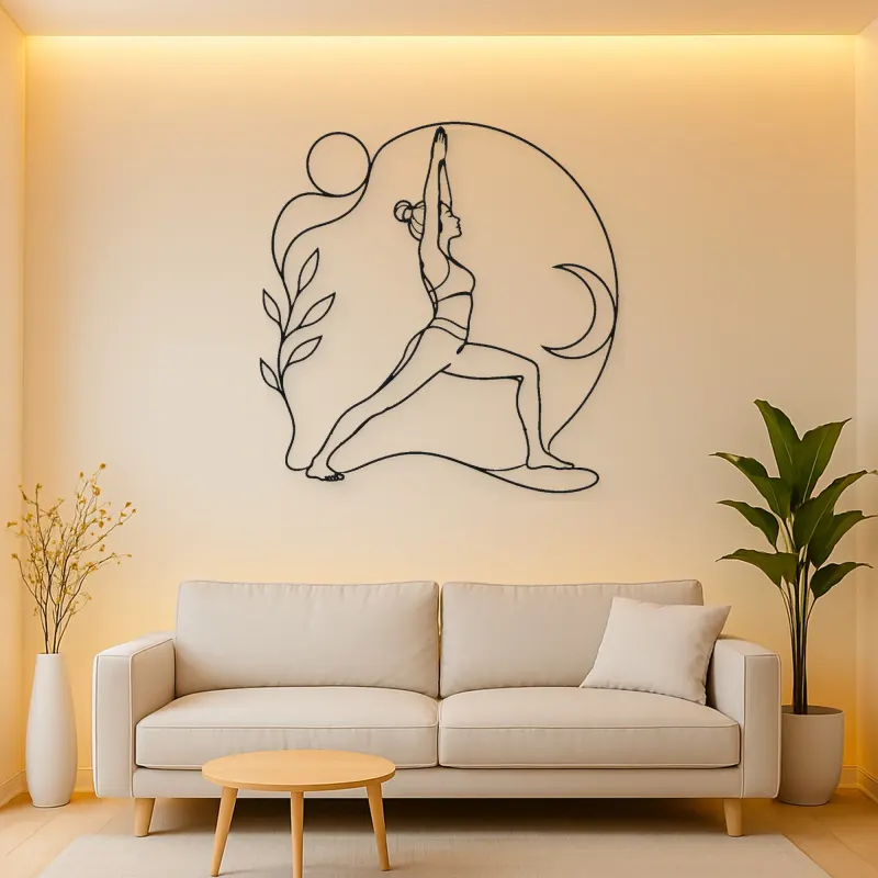 Warrior One Strength Metal Wall Art | Yoga and Meditation Wall Decor