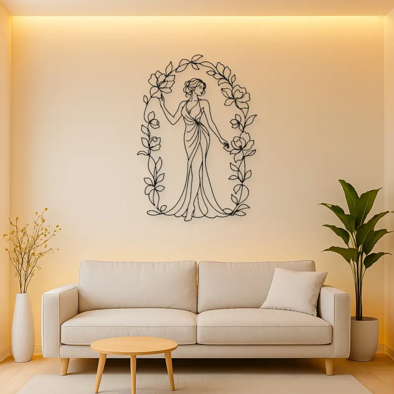 Floral Arch Woman Metal Wall Art | Botanical Woman Wall Decor