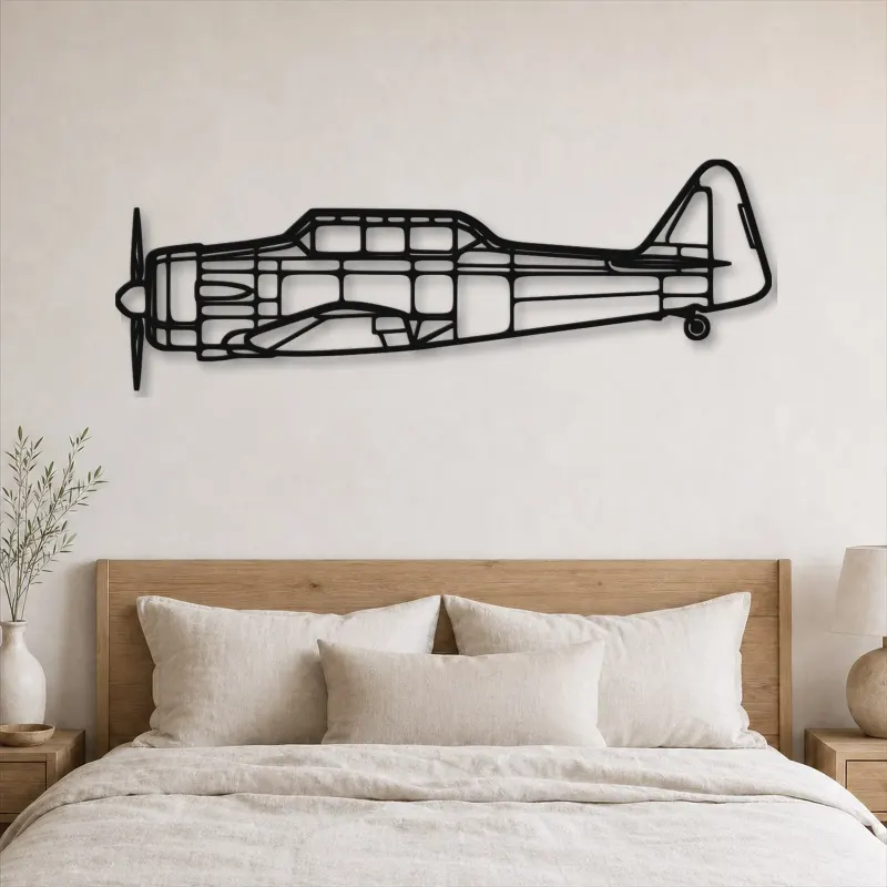 Silhouette d'avion T-6G Texan en métal, Décoration murale en métal, Décor aéronautique, Décor d'aviation
