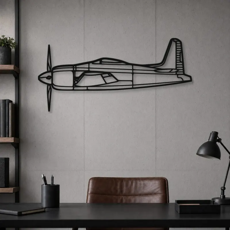 Silhouette en métal d'avion F8F Bearcat, décoration murale en métal, décoration aéronautique, cadeau pour aviateurs