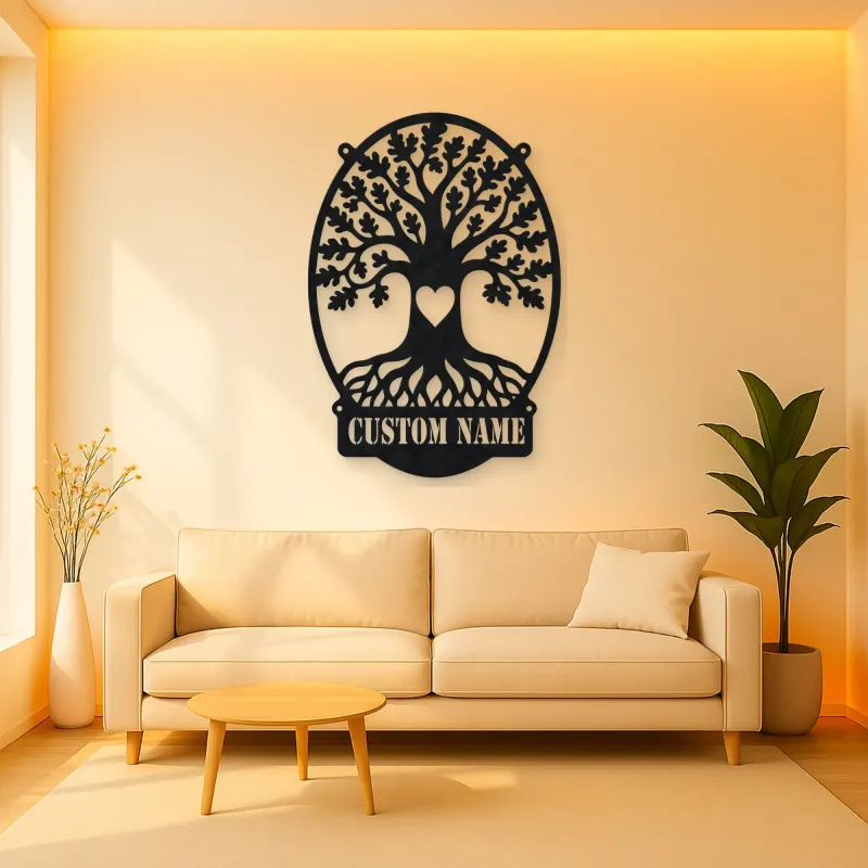 Personalized Oak Tree Metal Wall Art with Heart