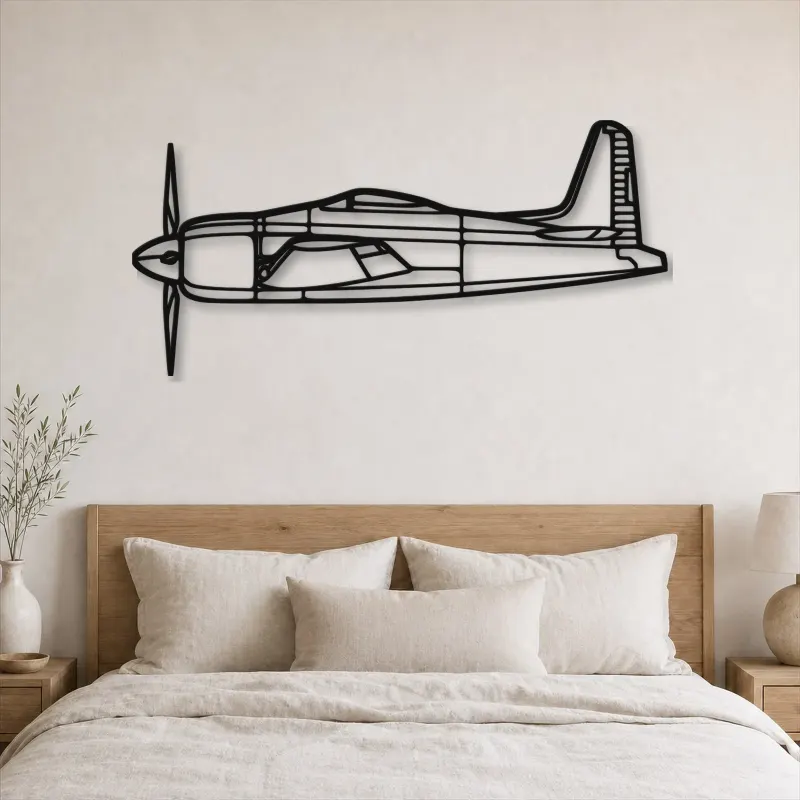 Silhouette en métal d'avion F8F Bearcat, décoration murale en métal, décoration aéronautique, cadeau pour aviateurs