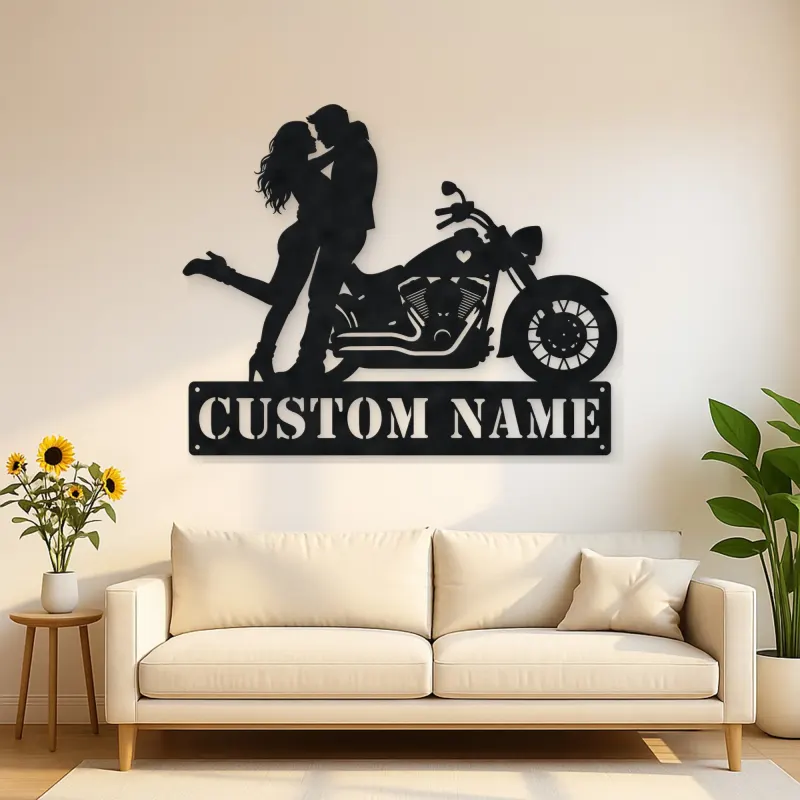 Personalized Classic Cruiser Couple Metal Wall Art