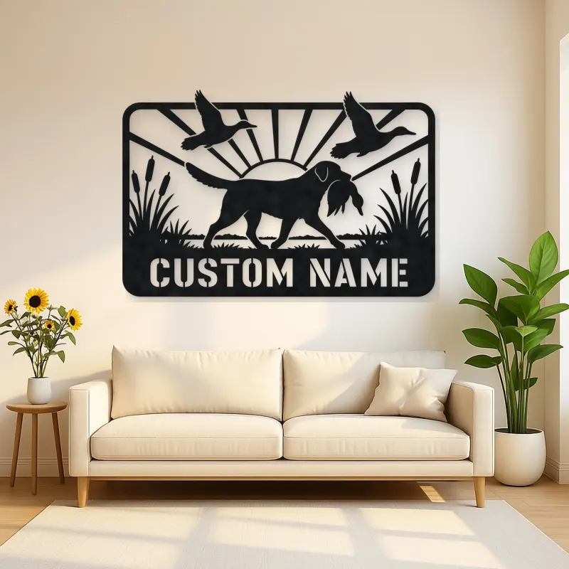 Personalized Retriever Duck Hunting Metal Wall Art