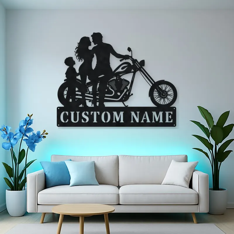 Personalized Chopper Family of Three Metal Wall Art