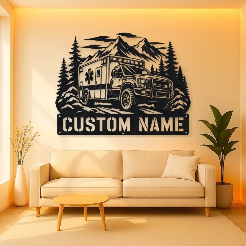 Personalized Mountain Rescue Ambulance Metal Wall Art