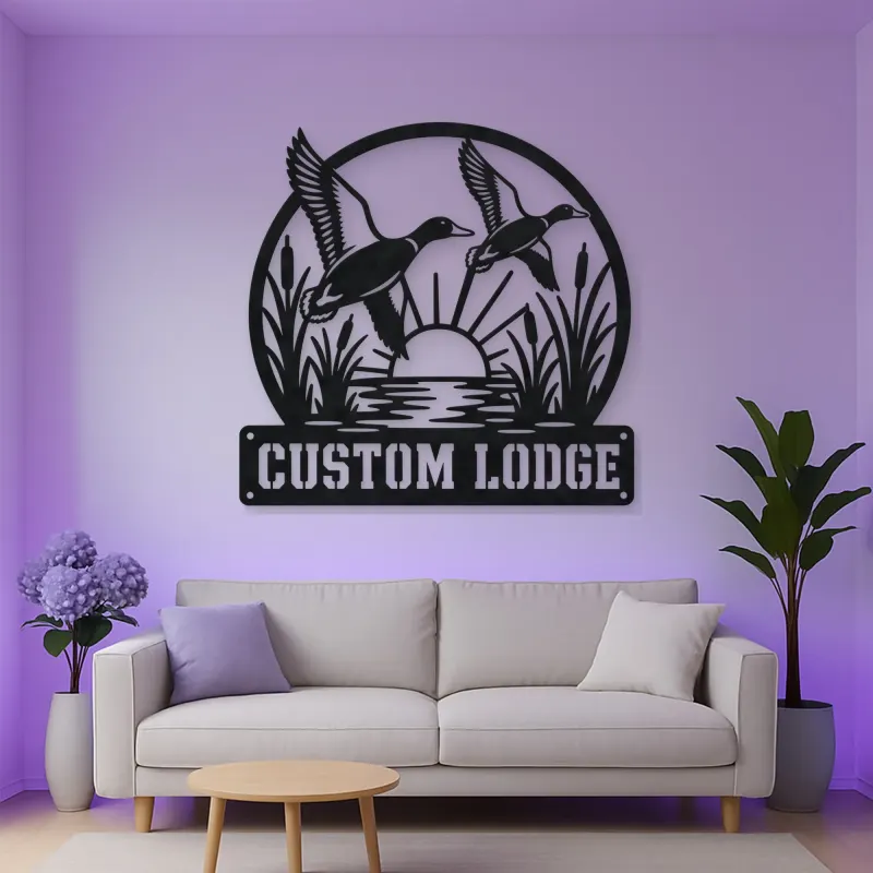 Personalized Flying Ducks Metal Wall Art for Hunting Lodge