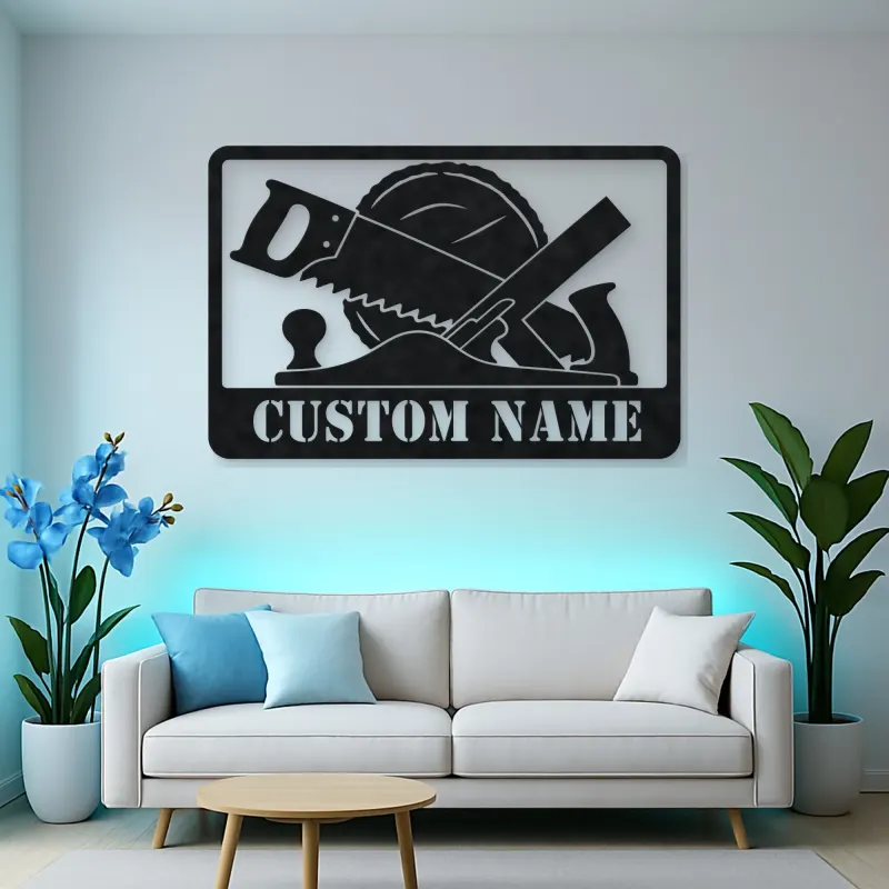 Cartel de metal personalizado de herramientas de carpintería