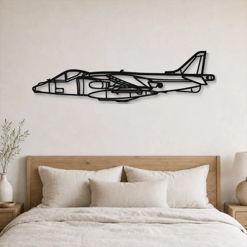Silhouette d'avion Harrier GR7 en métal, Décoration murale aéronautique