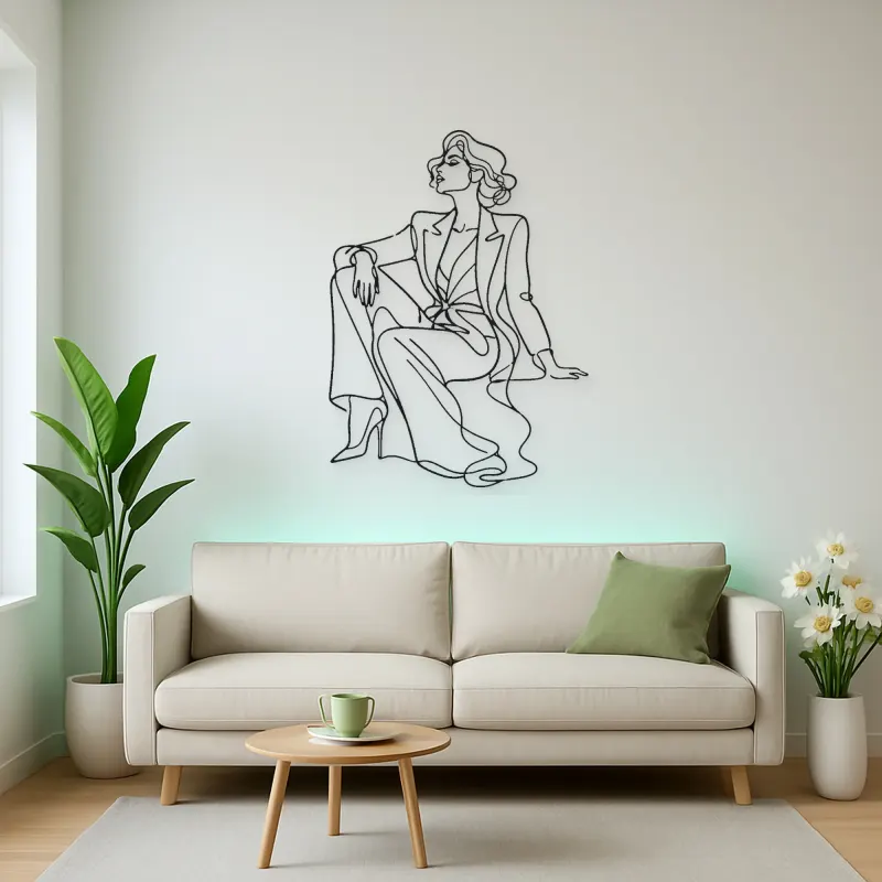 Seated Runway Muse Metal Wall Art | Fashion Figure Wall Decor