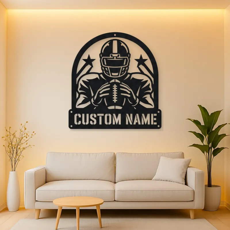 Personalized Football Player Rising Stars Metal Wall Art