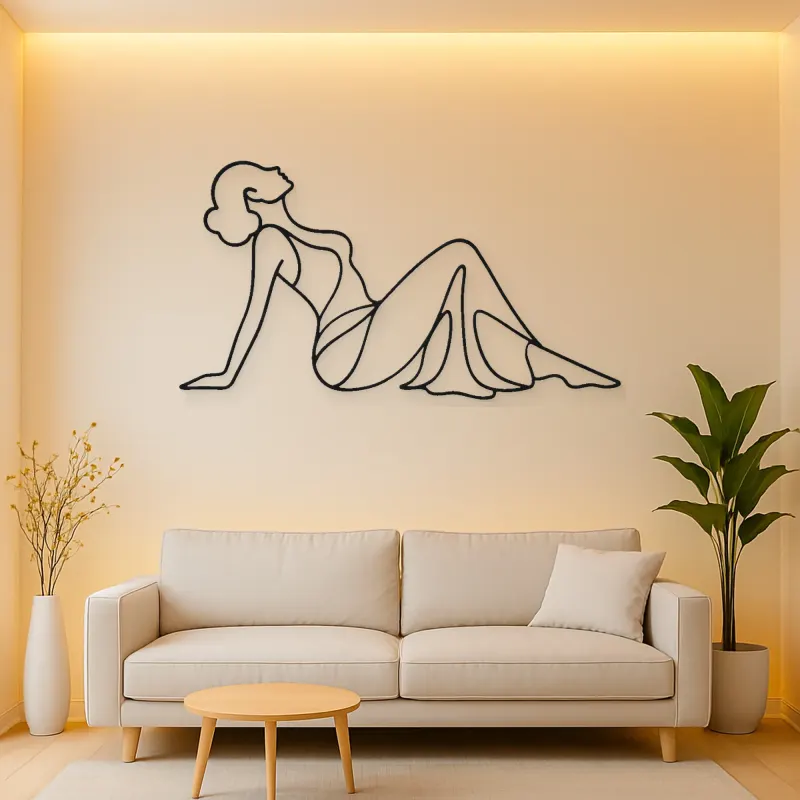 Reclining Side Silhouette Metal Wall Art | Feminine Figure Wall Decor