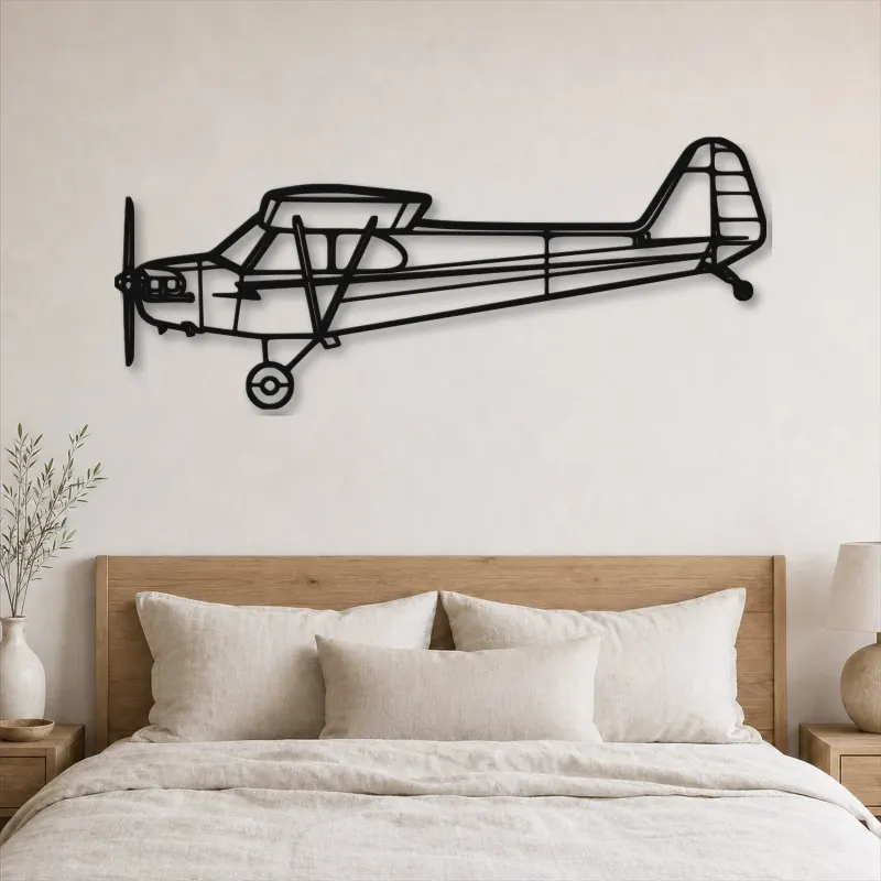 Silhouette en métal d'avion J-3 Cub, Décoration murale en métal, Décor aéronautique, Décor d'aviation