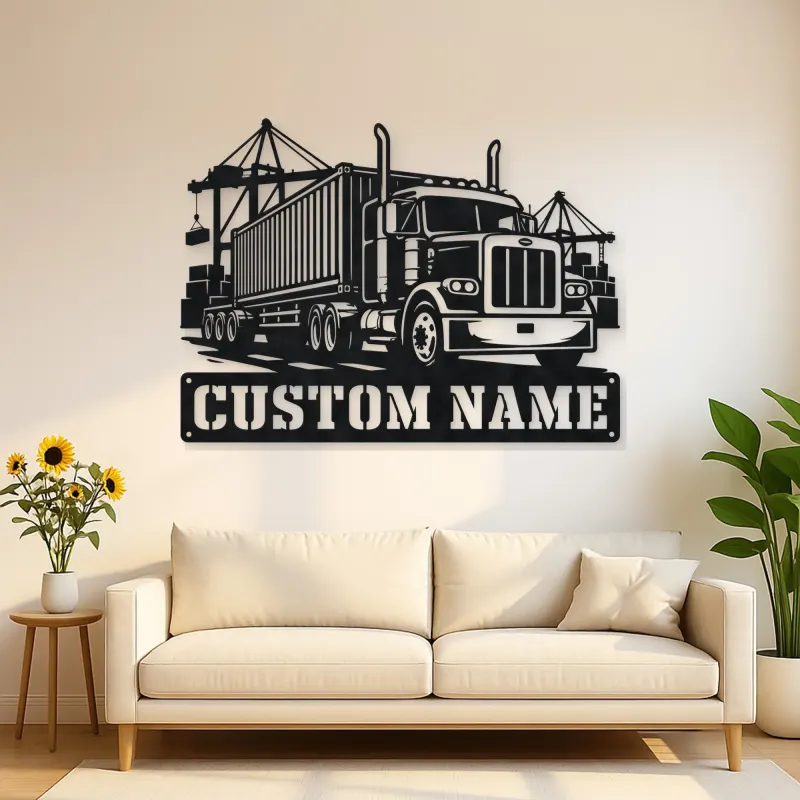 Personalized Container Semi Truck Port Metal Wall Art