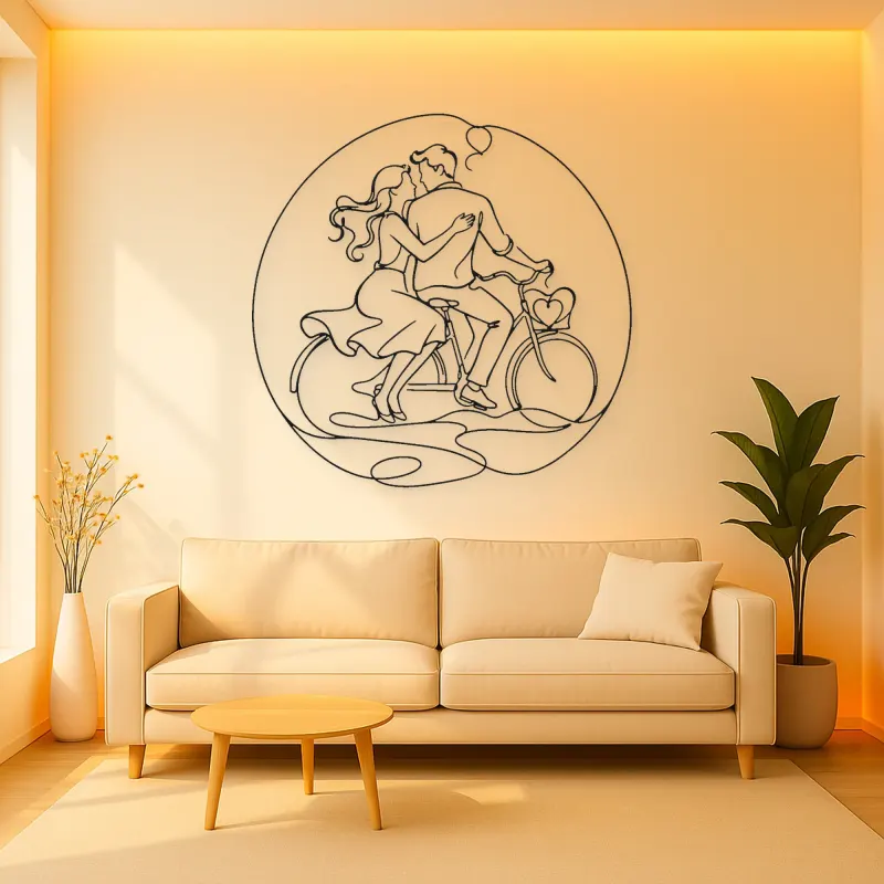 Bicycle Couple Metal Wall Art | Romantic Couple Decor